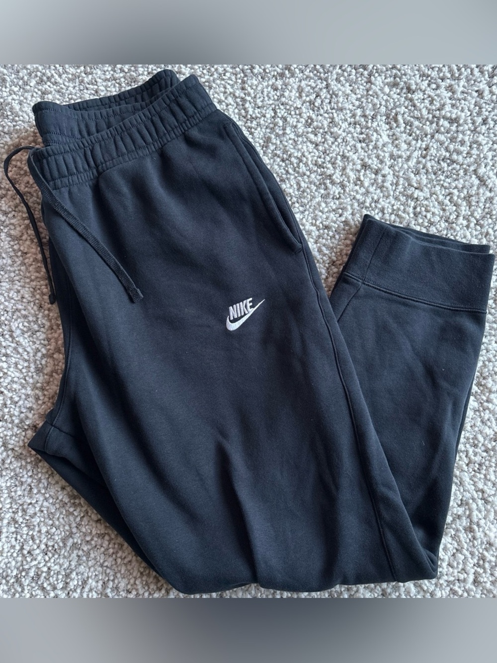 Nike Black Jogger Pants with White Swoosh Logo